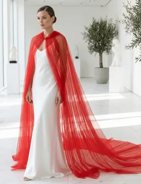 Gothic Solid Color Halloween Hooded Tulle Cape Floor Length Soft Mesh Cloak Polyester Long Cosplay Bridal Costume Wedding - Aliexpress - FashionsVida