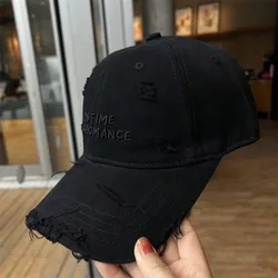 Piezas/1 pieza Gorra de béisbol versátil y de moda con letras desgastadas, gorra de pico de pato lavada con bordado para mujer, sombrero de sol de a