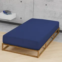 Jersey-Stretch-Spannbetttuch dunkelblau, 1x 140-160 x 200 cm