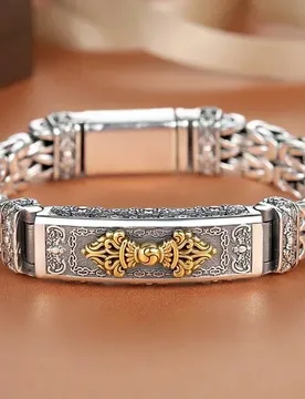 New Silver Color Fashion Jewelry Chinese Style Retro Hipster Men's Bracelet Creative Personality Plain Pattern Chain Accessories - Aliexpress - FashionsVida