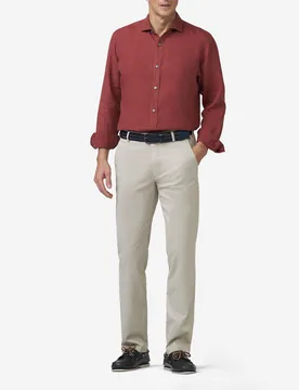 Pantalone Bonn beige in cotone stretch micro stampato a gamba dritta drop 6 - Meyer - FashionsVida