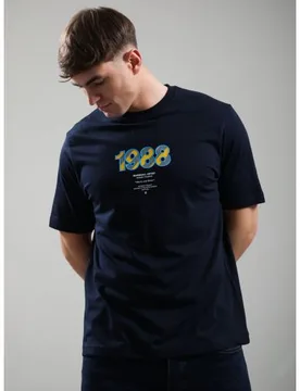 Mens Navy Acid House T-Shirt - Male - Navy - Small - Marshall artist - FashionsVida