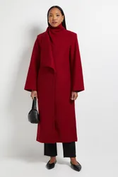 Principles by Wallis Collar Wrap Maxi Coat - Cranberry - Size: 18