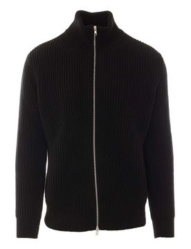 Giacca con zip in maglia nera