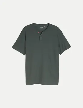 T-Shirt im Henley-Style Grün M - Tom Tailor Casual - FashionsVida