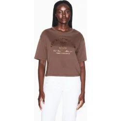 Camiseta de mujer cropped con logo estampado