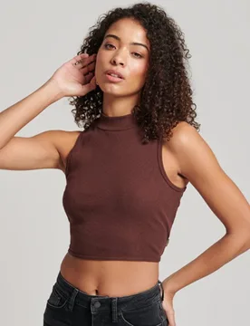 Superdry Damen Kurztop mit Angedeutetem Ausschnitt Braun - Größe: 42 - 29.99 - FashionsVida