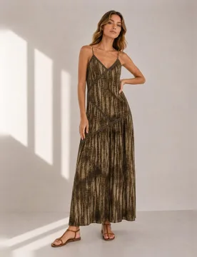 Vestido de mujer tobillero sin mangas con escote pico - Vila - FashionsVida
