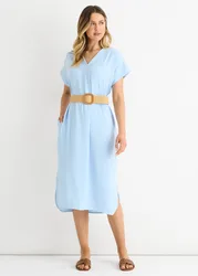 Womens Blue Air Flow Belted Oversized Dress - Size Small/medium