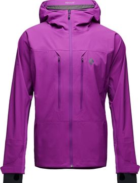 Atmungsaktive und wasserfeste Skijacke für Wanderungen M Dawn Patrol Hybrid Shell Piton Purple für Herren aus Softshell Größe L