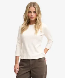 Superdry Damen Athletic Essentials Pointelle-oberteil mit Halblangen Ärmeln White - Größe: 40