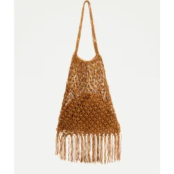 Bolso shopper de red con flecos
