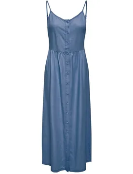 Vestido largo de mujer con tirantes finos y cierre de botones frontales - Only - FashionsVida