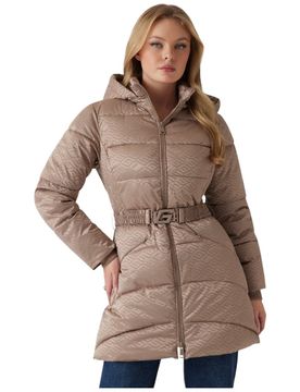 Piumino puffer marrone con logo all over W4BL58 WGL72 FN84