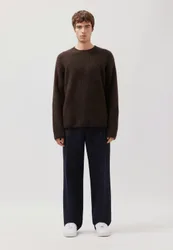 Oversized Rundhalspullover mit Mohair Braun L