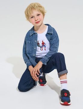 Sneakers con Suola LED e Applicazione 3D Spider-Man - blu scuro