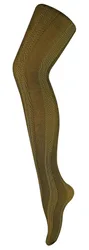 Womens - Ladies Coloured 80 Denier Opaque Fashion Tights - Striped - Mustard - Size Medium