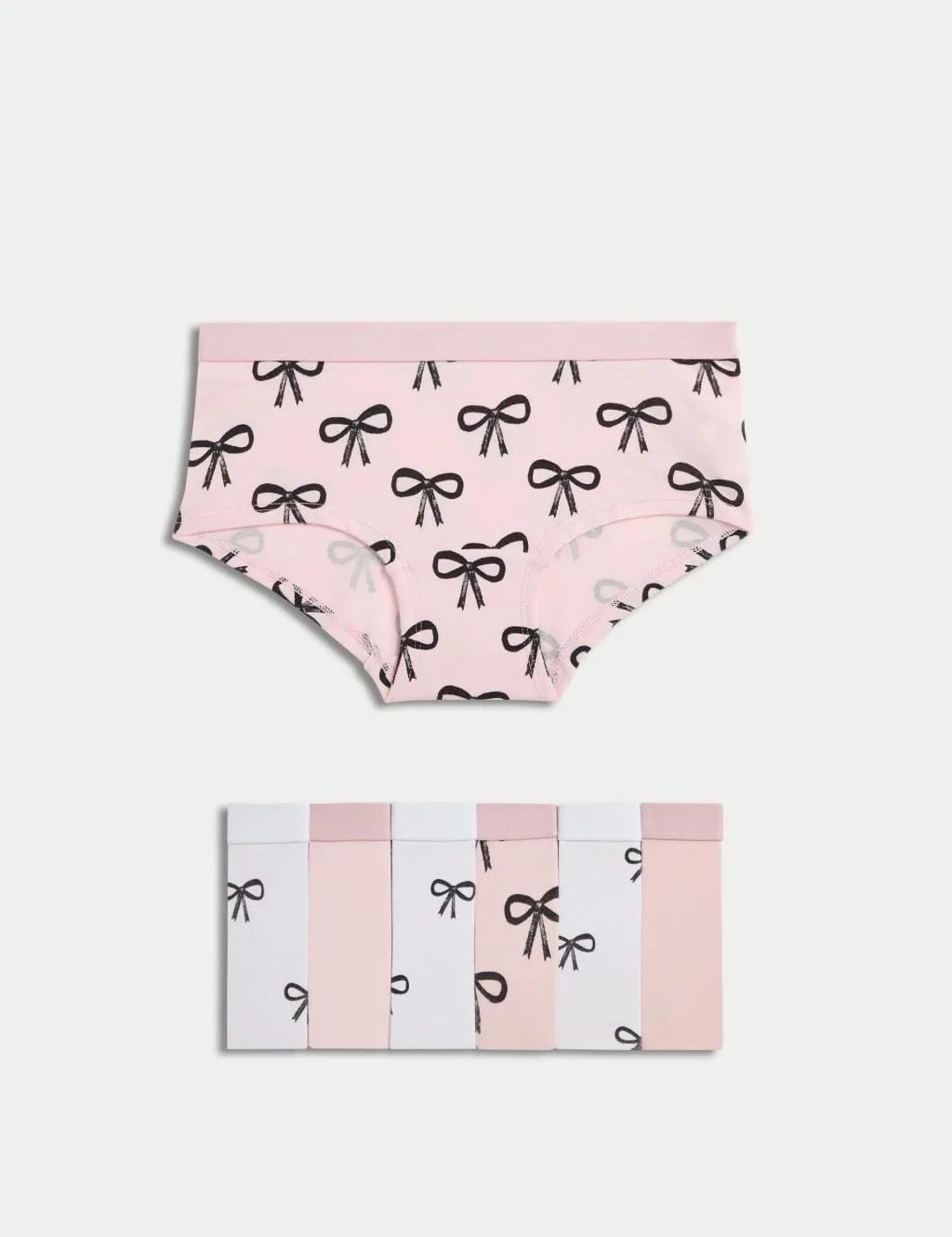 Pack Cotton with Stretch Bow Shorts (5-16 Yrs) Pink Mix female - M&S - FashionsVida