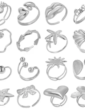 Pcs/Lot Silver Color High-Quality Stainless Steel Starfish Love Heart Flower Ring Jewelry Opening Adjustable Gift Classic Ring - Aliexpress - FashionsVida
