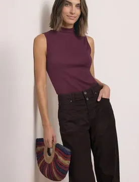 Top im Silk-Look mit Turtle Neck female Rot