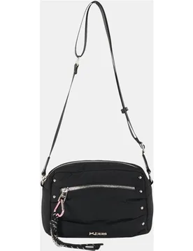 Bandolera de nylon ligero con diseño urbano y detalles metálicos, cierre cremallera y asa ajustable - Kbas - FashionsVida