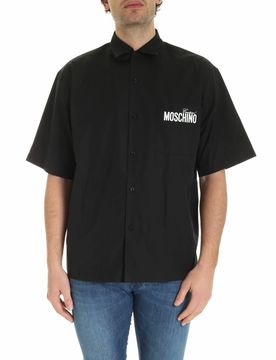 Camicia nera con stampe logo