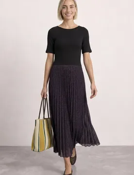 Midikleid mit Plisséerock und Print female Rot