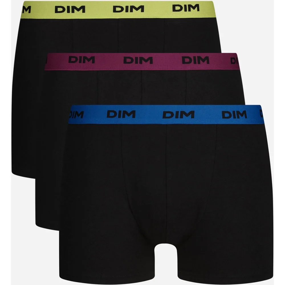 Pack de tres bóxers de algodón elástico con cinturilla estampada - Dim - FashionsVida