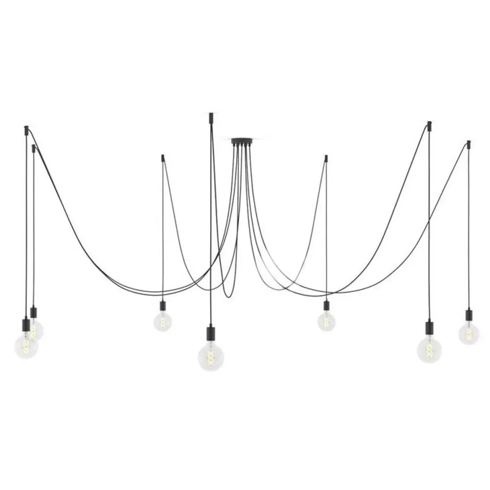 Cables Suspension Luminaire Spider 7 Falls With Light Bulb Pearl Black One Size - Creative - FashionsVida