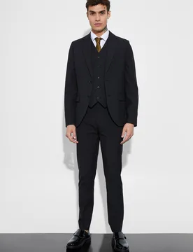 Herren Schmal geschnittene einreihige Anzugjacke Black Größe 42 - boohooMAN - FashionsVida