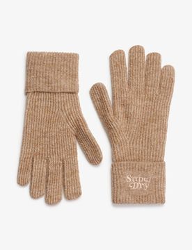 Superdry Damen Weiche, Gerippte Strickhandschuhe Braun - Größe: 1Größe