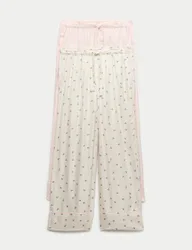 Pack Twill Wide Leg Pyjama Bottoms Pink Mix female