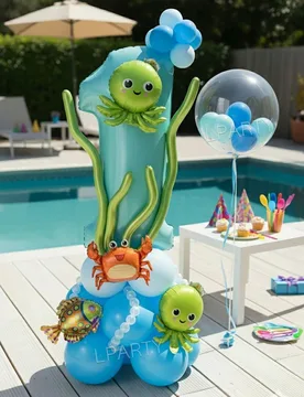 Piezas/Set Decoración de Fiesta de Cumpleaños con Tema Oceánico, Tema de Playa de Verano, Globos de Foil Números 0-9 de 40 Pulgadas Azul Claro, Gl - Shein - FashionsVida