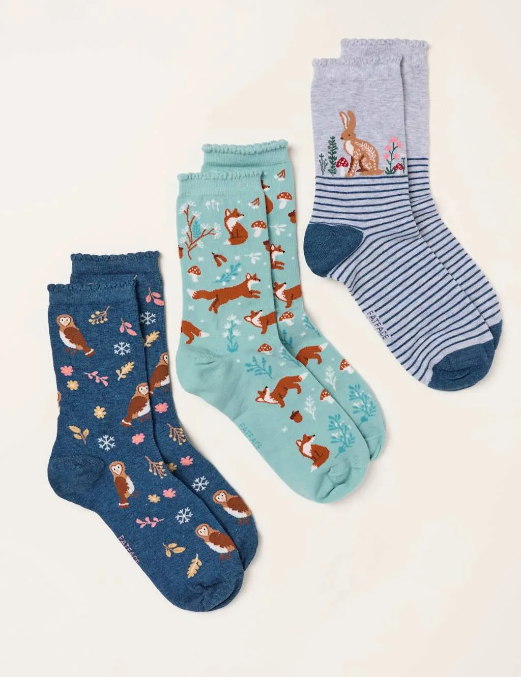 Pack Cotton Rich Woodland Ankle High Socks Multi female - Fatface - FashionsVida