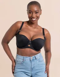 Women's Boost Me Up Balcony Bra Underwired Padded Lingerie in Black Size: 40H - Black - Size: 40H