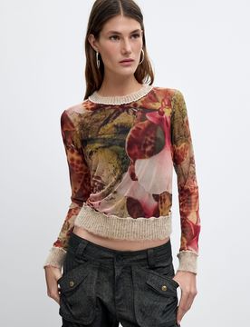 Jersey Estampado M. C. Lacroix, Mujer, Poliester, MarróN, XS