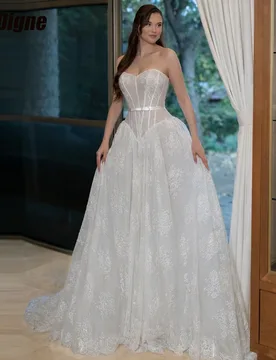 SoDigne A-line Lace Boho Bride Dresses Sweetheart Sleeveless Wedding Dress Long Bridal Gowns vestidos de novia Customized ﻿ - Aliexpress - FashionsVida