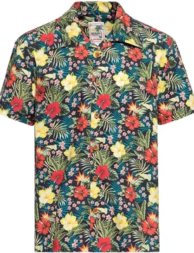 Rockabilly Kurzarmhemd - Tropical Hawaiian Style Shirt - M bis 4XL - für Männer - Größe 4XL - schwarz - Männer - male - King Kerosin - FashionsVida