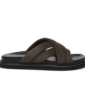 Women's Sheep Suede Rylan Slides with Rubber Sole in Olive Size: 3 - Olive - Size: 3 - EverAu Australia - FashionsVida