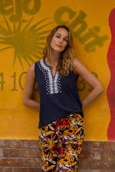 Tirtha Womens Embroidered Jersey Vest - - Size: 8