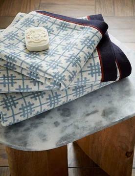 Pure Cotton Emmeline Checked Towel Blue Mix - Bedeck of Belfast - FashionsVida
