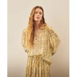 Blusa de gasa estampada de mujer