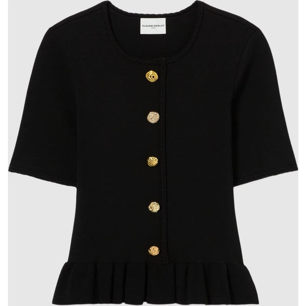Top de punto de mujer manga corta cuello redondo - CLAUDIE PIERLOT - FashionsVida