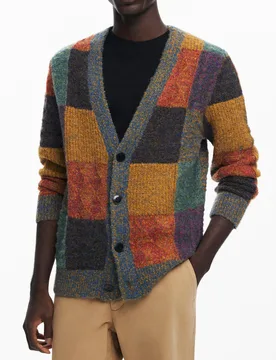 Cardigan à carreaux MATERIAL FINISHES M male - Desigual - FashionsVida