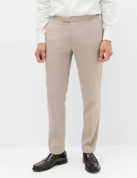 Tailored Fit Satin Trim Tuxedo Trousers Neutral male - M&S - FashionsVida