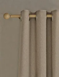 M&S Bouclé Eyelet Curtains Taupe