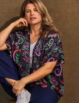 Printed Short Kimono Multi female - Live Unlimited London - FashionsVida