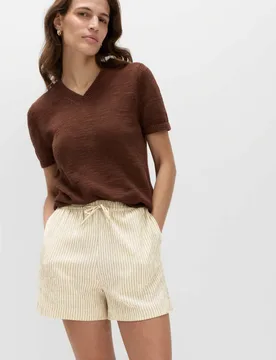 M&S Striped Shorts Brown Mix female - M&S - FashionsVida
