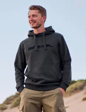 Rocky' Mens Hoodie With Front Kangaroo Pocket Warm Cosy Pullover Dark Grey Cotton - Size Medium - Mountain Warehouse - FashionsVida