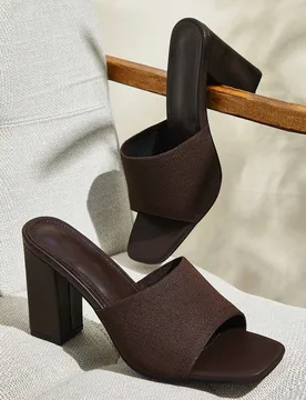 Sandalias de tacón alto minimalistas y versátiles tipo mula para zapatos de Navidad y primavera - Shein - FashionsVida